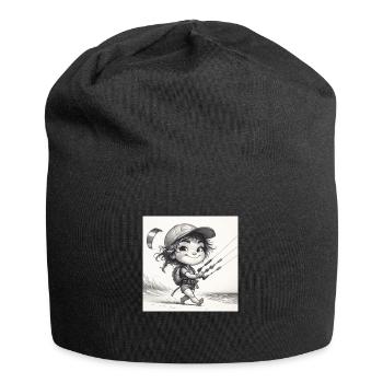 kitegirl Bleistiftzeichnung - Jersey-Beanie - Schwarz - Vorne