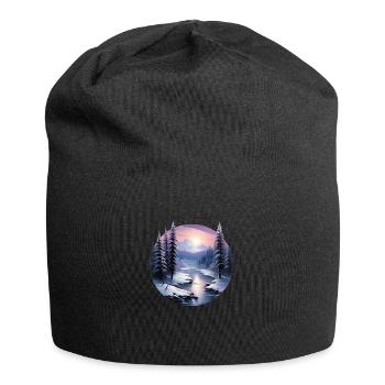 Winterzauberlandschaft - Jersey-Beanie - Schwarz - Vorne