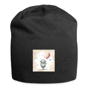 Mouton mignon Clipart avec ballon coeur - Bonnet en jersey - noir - Devant