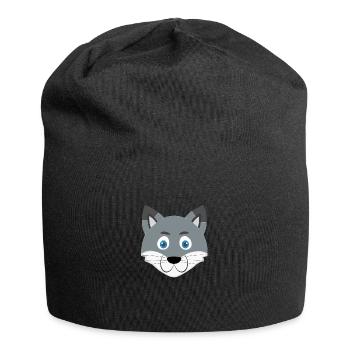 Cartoon Wolfsgesicht - Jersey-Beanie - Schwarz - Vorne