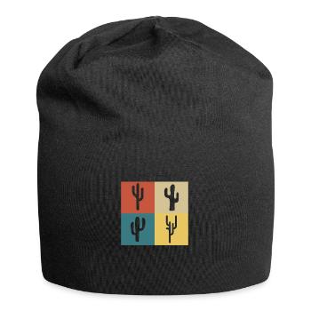Retro Vintage Kaktus - Jersey-Beanie - Schwarz - Vorne