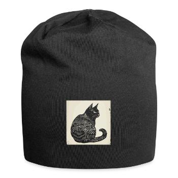 Black Cat Pet Kitten Punt Purr - Jersey Beanie - black - Front