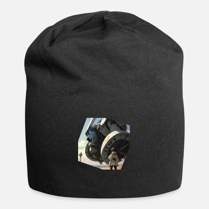Manga Giant robot - Bonnet en jersey - noir