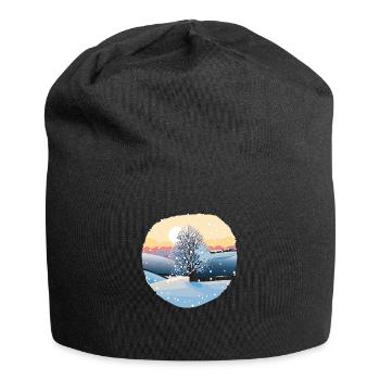 Winterzauber: Schneezauberbaum - Jersey-Beanie - Schwarz - Vorne