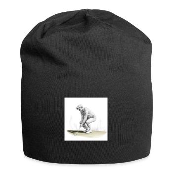 Golfspieler mit Minischläger - Jersey-Beanie - Schwarz - Vorne