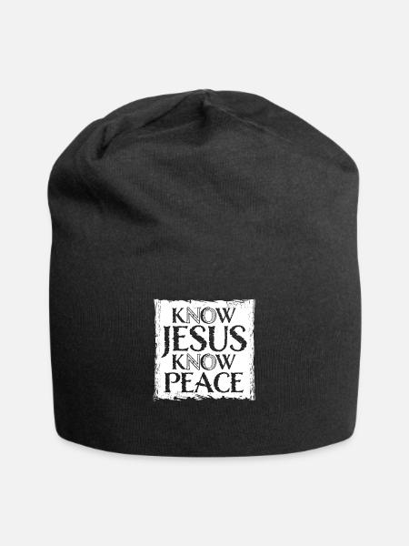 Erkenne Jesus, kenne den Frieden, keinen Hass, die christliche Bibel Liebe - Jersey-Beanie - Schwarz
