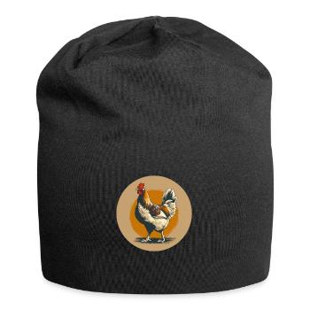 Hahn mit rotem Kamm - Jersey-Beanie - Schwarz - Vorne