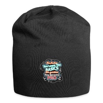 Je schneller du lernst, desto schneller wirst du zum Profi - Jersey-Beanie - Schwarz - Vorne