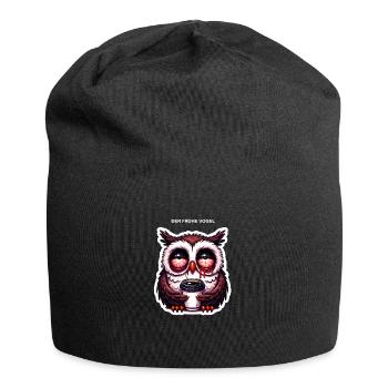 Owl as an early bird - Jersey Beanie - black - Front