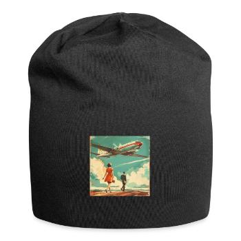 Publicité vintage d’une compagnie aérienne (fictive) - Bonnet en jersey - noir - Devant
