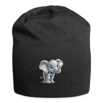 Petit éléphant drôle - Bonnet en jersey - noir - Devant