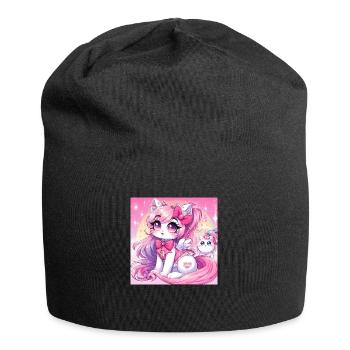 Unicorn Cat Manga - Jersey Beanie - black - Front