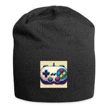 Retro Gamepad in Risograph - Jersey Beanie - black - Front