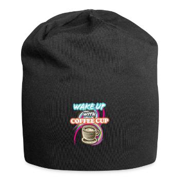 Wake-Up With Coffee Cup - Jersey Beanie - black - Front