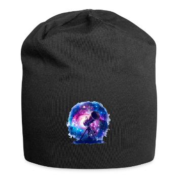 Astronomie mit Teleskopen ist Horizonterweiterung - Jersey-Beanie - Schwarz - Vorne