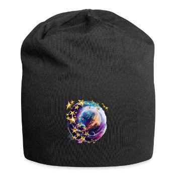 Funkelnde Sterne in der Dunkelheit - Jersey-Beanie - Schwarz - Vorne