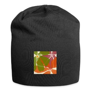 Motif de fleurs - Bonnet en jersey - noir - Devant