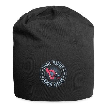 Cool girls driving excavator woman excavator driver - Jersey Beanie - black - Front