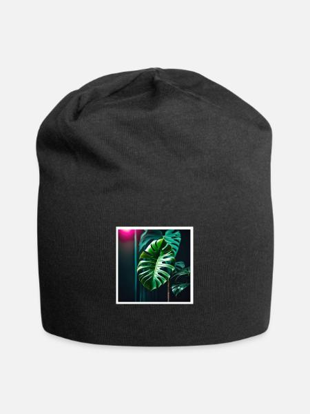 Monstera Leafs#2 - Jersey-Beanie - Schwarz