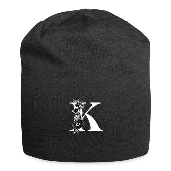 Lettre k floral noir et blanc - Bonnet en jersey - charbon - Devant