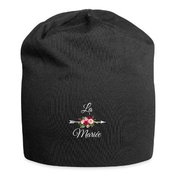 Der Brautpfeil Blumenstrauß - Jersey-Beanie - Schwarz - Vorne