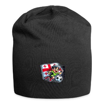Georgischer Fußballspieler - Jersey-Beanie - Schwarz - Vorne