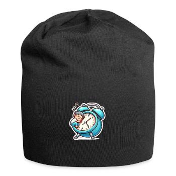 Wecker und Schlafen - Jersey-Beanie - Schwarz - Vorne