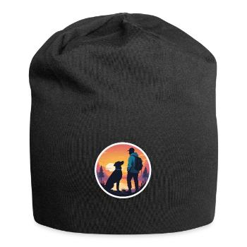 Begleiter bei Sonnenuntergang - Jersey-Beanie - Schwarz - Vorne