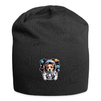 Chien de l’espace avec des planètes - Bonnet en jersey - noir - Devant
