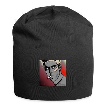 Mann mit Zigarette - Jersey-Beanie - Schwarz - Vorne