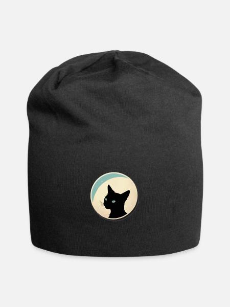 Katze Silhouette - Jersey-Beanie - Schwarz