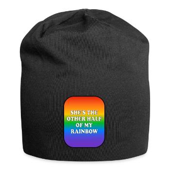 Sie ist die andere Hälfte meines Regenbogens - Jersey-Beanie - Schwarz - Vorne