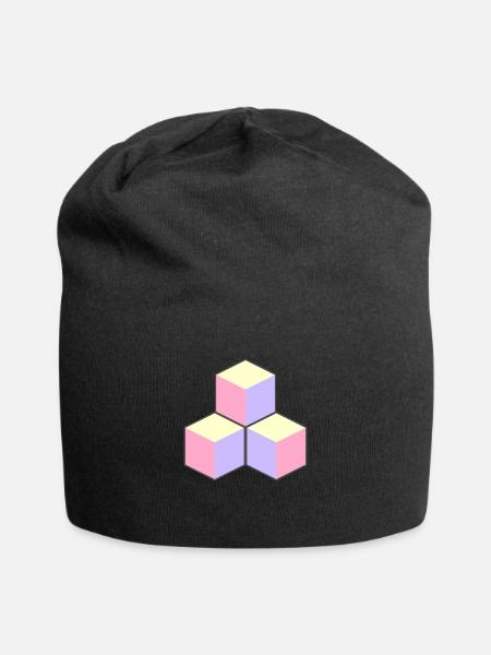 Pastel Cubes - ApriNoeScor - Bonnet en jersey - noir
