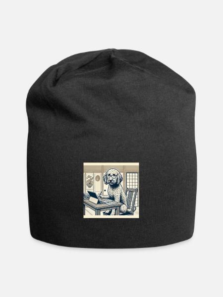 Japan Ukijo e Style Desk Labradoodle - Jersey Beanie - black