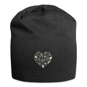 Stilvolles Garten Herz - Jersey-Beanie - Schwarz - Vorne