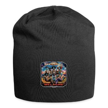 Out of Space - Refugees Welcome Design - Version 1 - Jersey-Beanie - Schwarz - Vorne