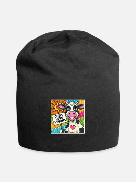 Cows Love Vegans Popart - Jersey Beanie - black
