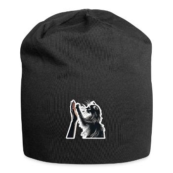 Katzenfreunde - Jersey-Beanie - Schwarz - Vorne