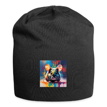 Maus farbig - Jersey-Beanie - Schwarz - Vorne