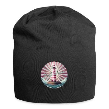 Pinker Leuchtturm - Jersey-Beanie - Schwarz - Vorne