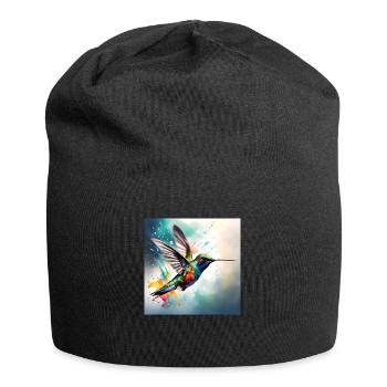 Kolibri farbig - Jersey-Beanie - Schwarz - Vorne