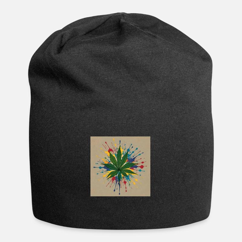 Leaf Hemp Colored - Jersey Beanie - black