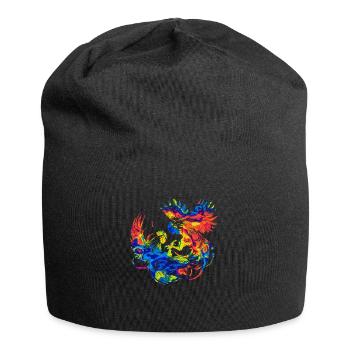 Hahn tup Kampf Tier isoliert buntes Huhn - Jersey-Beanie - Schwarz - Vorne