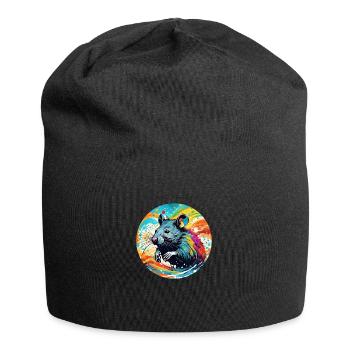 Ratte runder Batch - Jersey-Beanie - Schwarz - Vorne