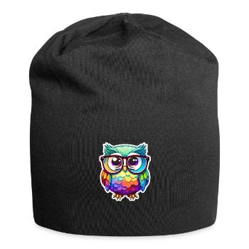 Cute Owl Kawaii Mascot - Jersey Beanie - black - Front
