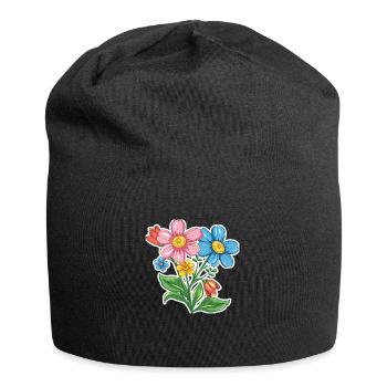 Fleurs - Bonnet en jersey - noir - Devant