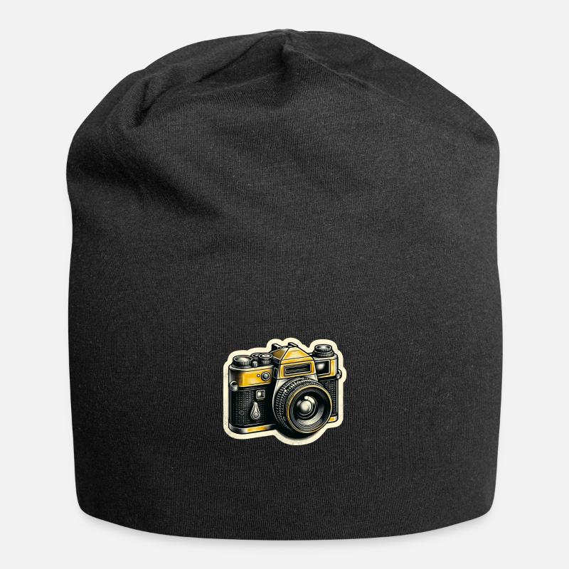 Yellow camera - Jersey Beanie - black