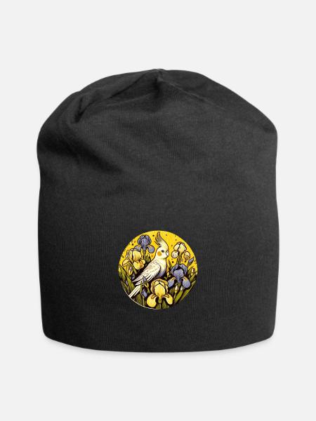 Nymphensittich - Jersey-Beanie - Schwarz