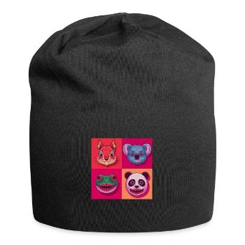 Pop Art Smile Koala Panda Frog horror Halloween - Jersey Beanie - black - Front