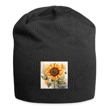 Vibrant Sunflower Watercolour Art - Jersey Beanie - black - Front